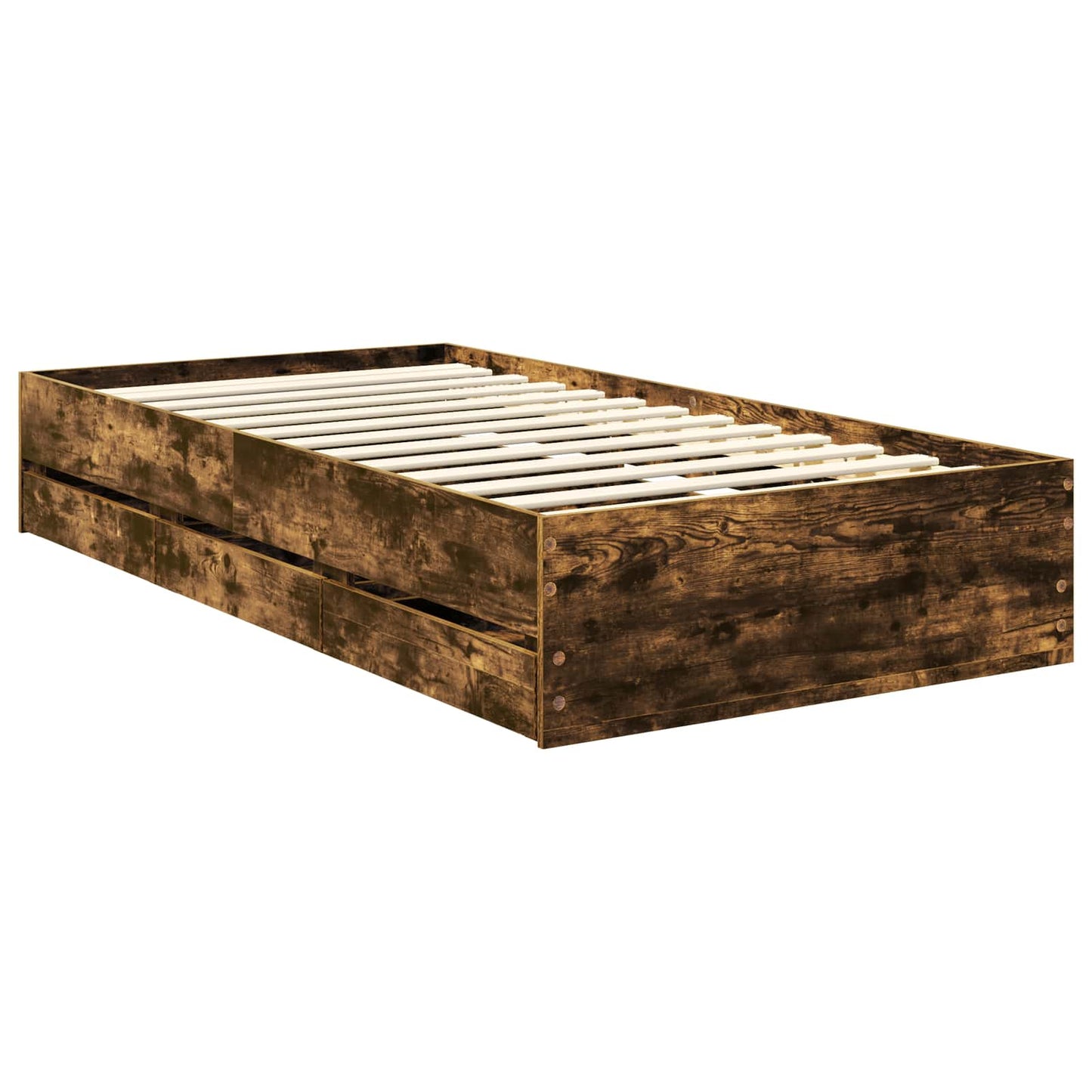 Bed Frame with Drawer Smoked Oak 100 x 200 cm Engineer Wood