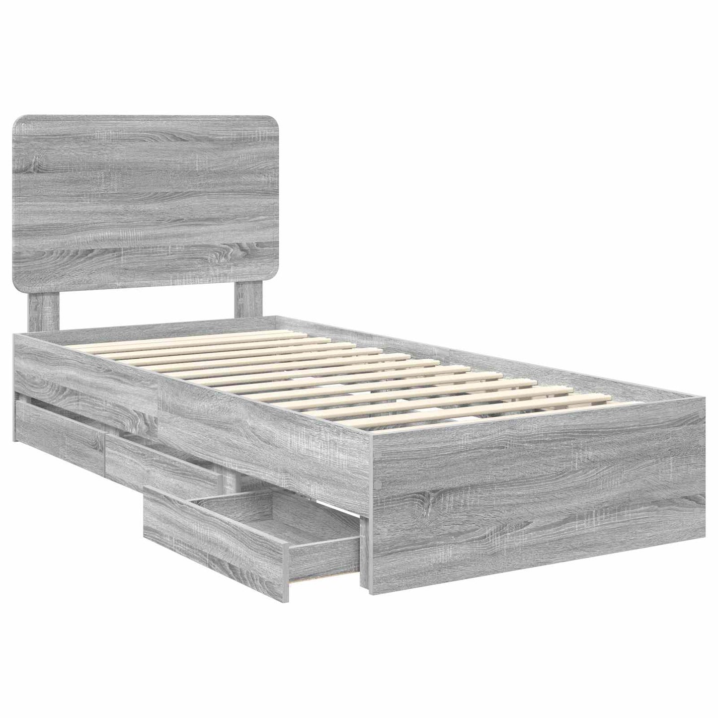 Bed Frame with Drawer Grey Sonoma 100 x 200 cm Engineer Wood