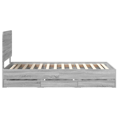 Bed Frame with Drawer Grey Sonoma 100 x 200 cm Engineer Wood