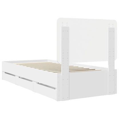 Bed Frame with Drawer White 90 x 200 cm Engineer Wood
