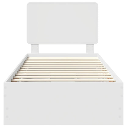 Bed Frame with Drawer White 90 x 200 cm Engineer Wood
