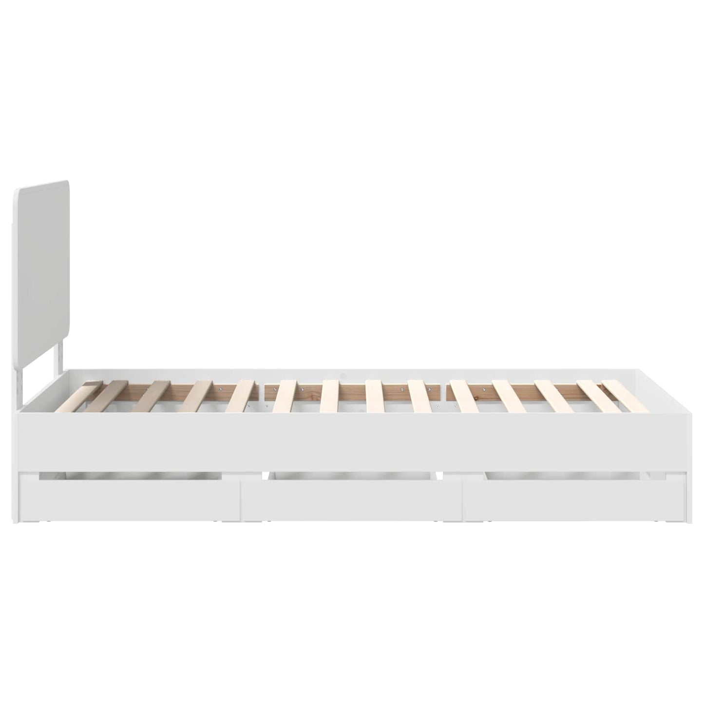 Bed Frame with Drawer White 90 x 200 cm Engineer Wood