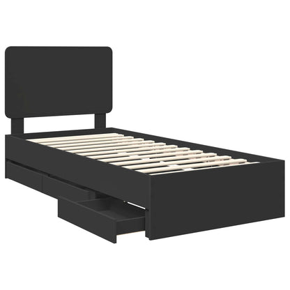 Bed Frame with Drawer Black 90 x 200 cm Engineer Wood