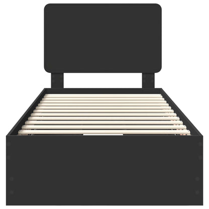 Bed Frame with Drawer Black 90 x 200 cm Engineer Wood