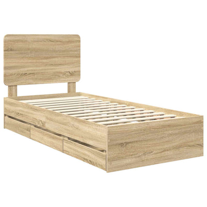Bed Frame with Drawer Sonoma Oak 90 x 200 cm Engineer Wood