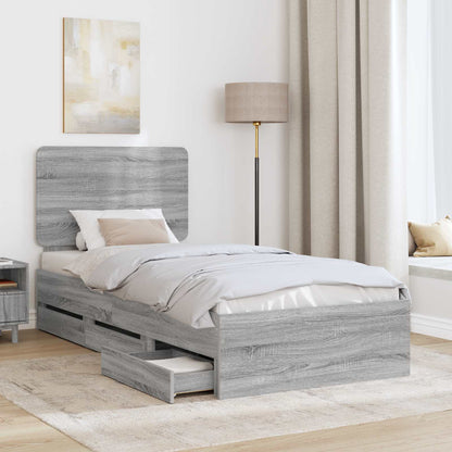 Bed Frame with Drawer Grey Sonoma 90 x 200 cm Engineer Wood
