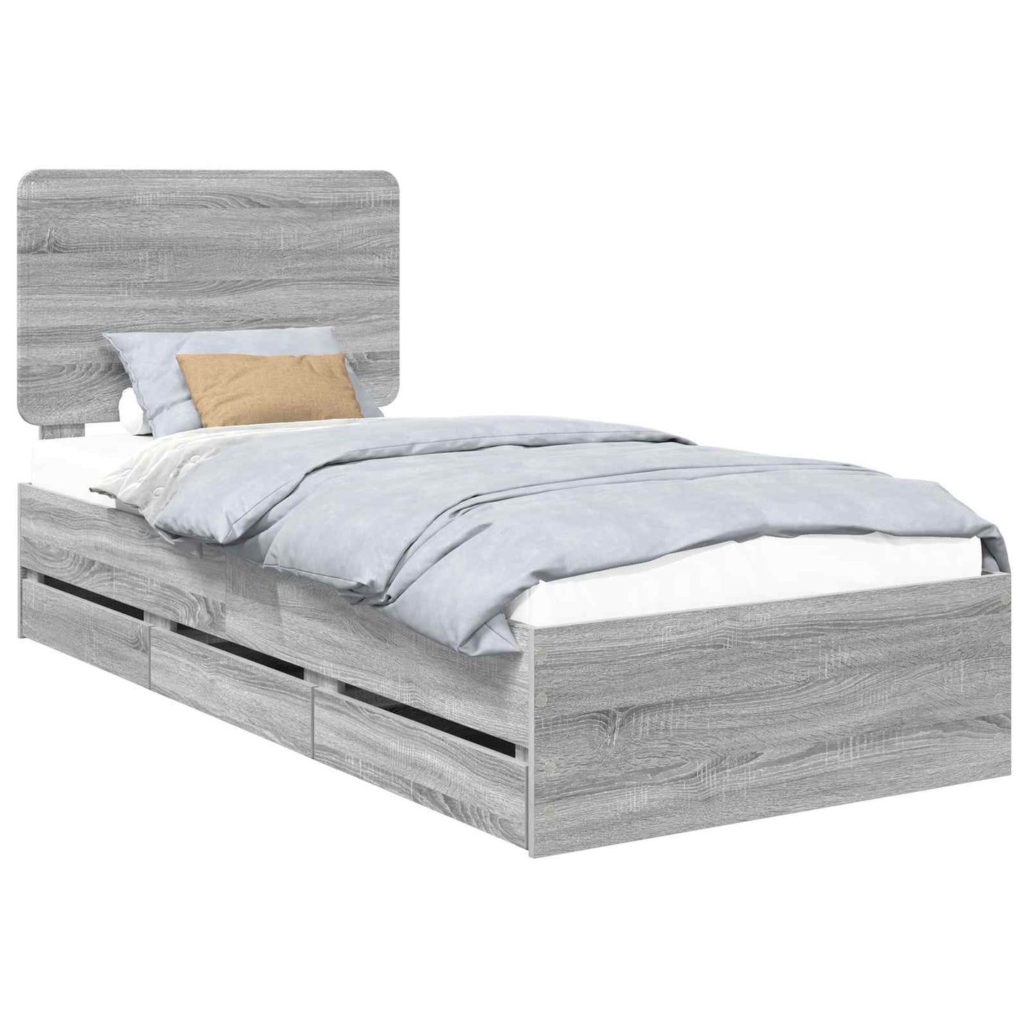 Bed Frame with Drawer Grey Sonoma 90 x 200 cm Engineer Wood