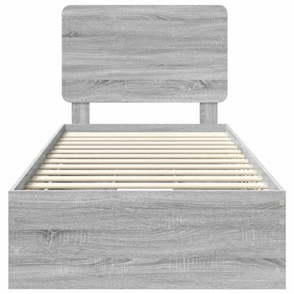 Bed Frame with Drawer Grey Sonoma 90 x 200 cm Engineer Wood