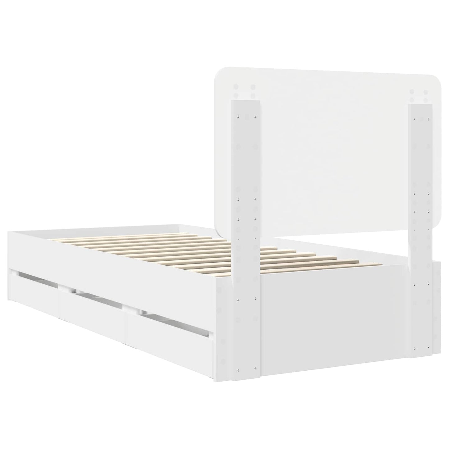 Bed Frame with Drawer White 90 x 190 cm Engineer Wood