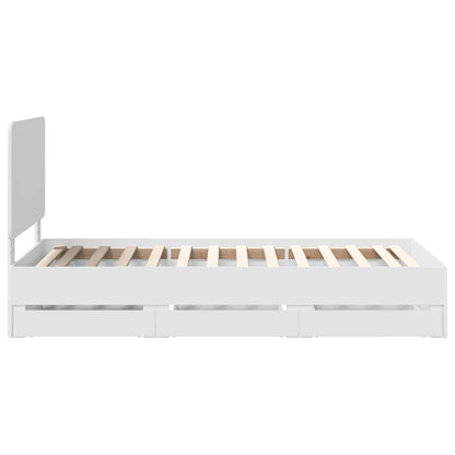 Bed Frame with Drawer White 90 x 190 cm Engineer Wood