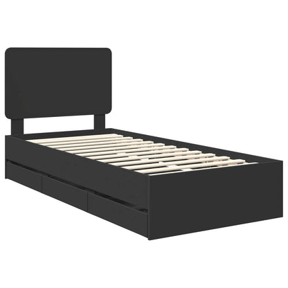 Bed Frame with Drawer Black 90 x 190 cm Engineer Wood