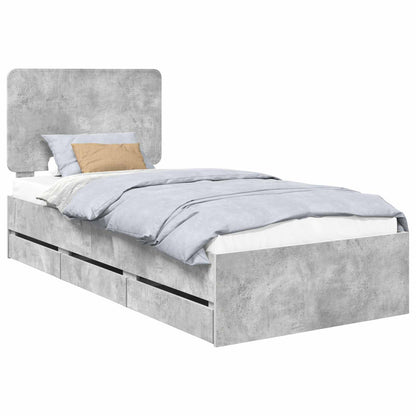 Bed Frame with Drawer Concrete Grey 90 x 190 cm Engineer Wood