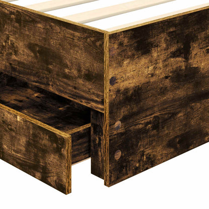 Bed Frame with Drawer Smoked Oak 90 x 190 cm Engineer Wood