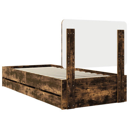 Bed Frame with Drawer Smoked Oak 90 x 190 cm Engineer Wood