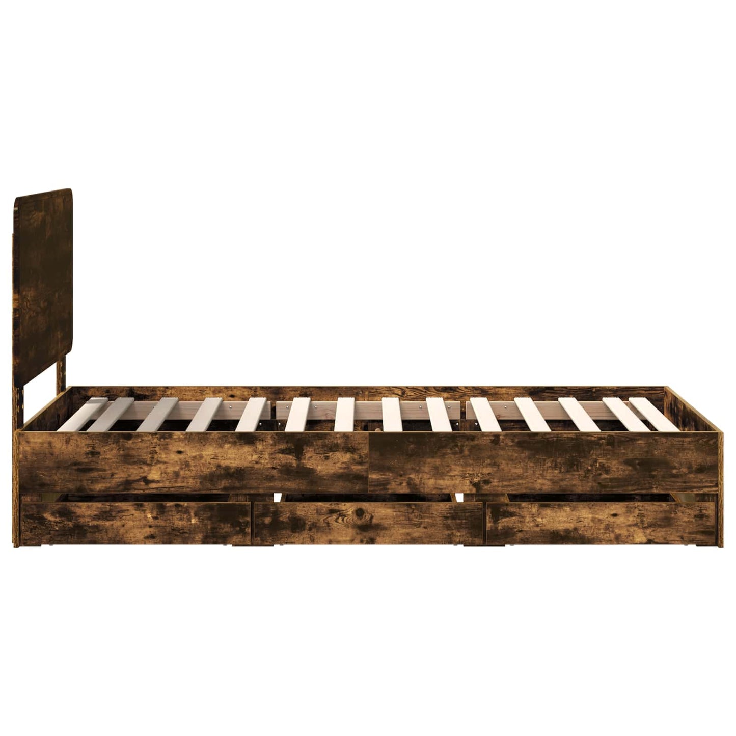 Bed Frame with Drawer Smoked Oak 90 x 190 cm Engineer Wood