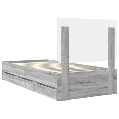 Bed Frame with Drawer Grey Sonoma 90 x 190 cm Engineer Wood