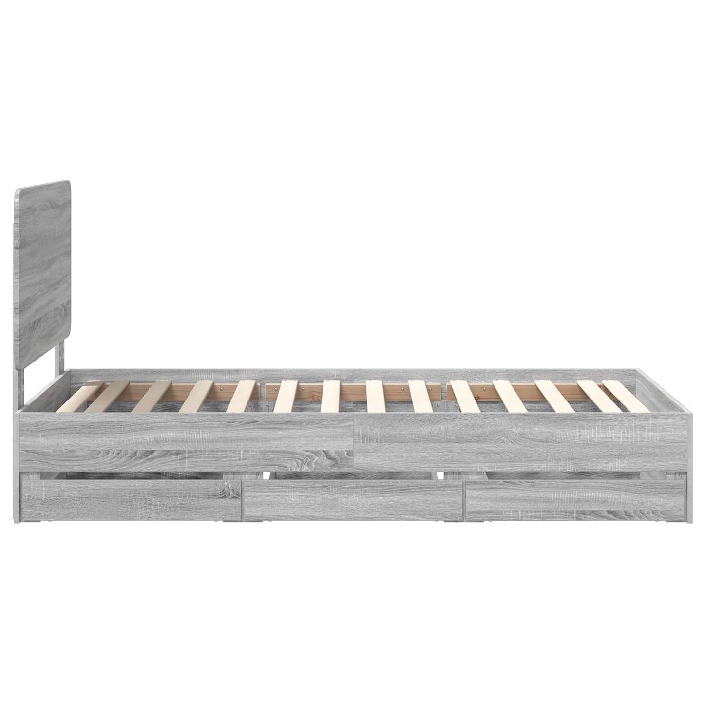 Bed Frame with Drawer Grey Sonoma 90 x 190 cm Engineer Wood