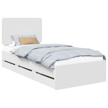 Bed Frame with Drawer White 75 x 190 cm Engineer Wood