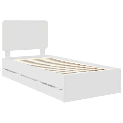 Bed Frame with Drawer White 75 x 190 cm Engineer Wood