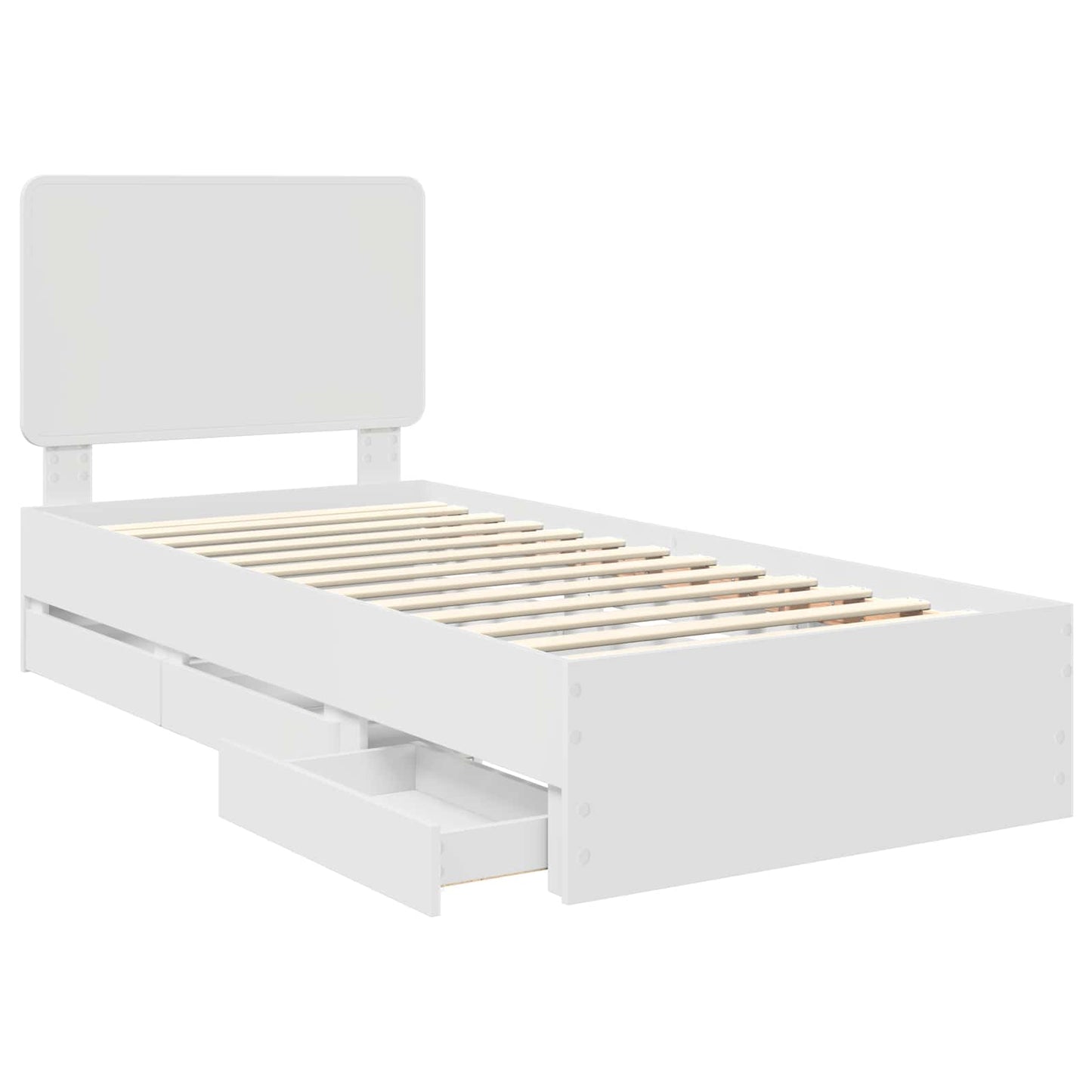 Bed Frame with Drawer White 75 x 190 cm Engineer Wood
