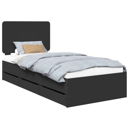 Bed Frame with Drawer Black 75 x 190 cm Engineer Wood