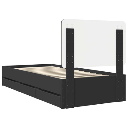 Bed Frame with Drawer Black 75 x 190 cm Engineer Wood
