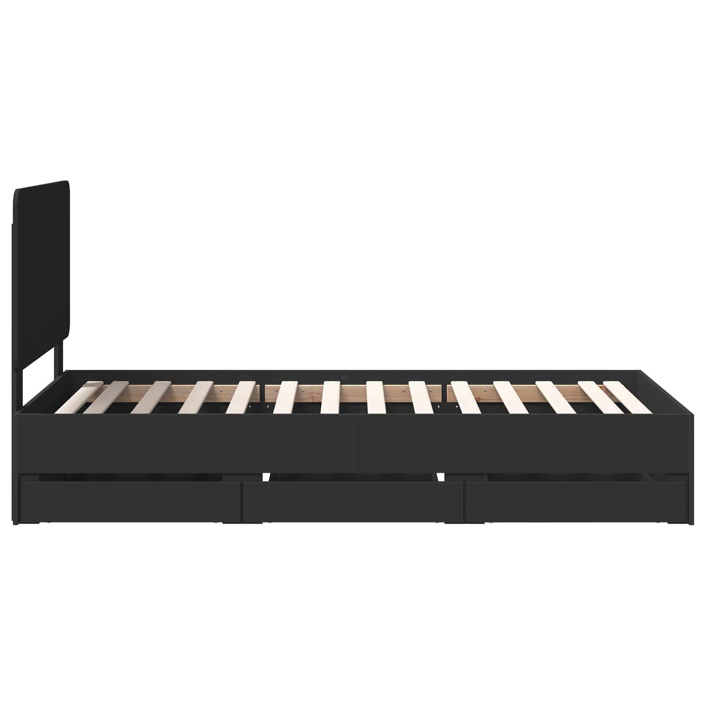 Bed Frame with Drawer Black 75 x 190 cm Engineer Wood