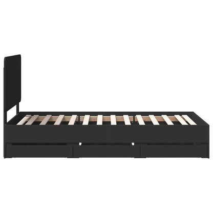 Bed Frame with Drawer Black 75 x 190 cm Engineer Wood