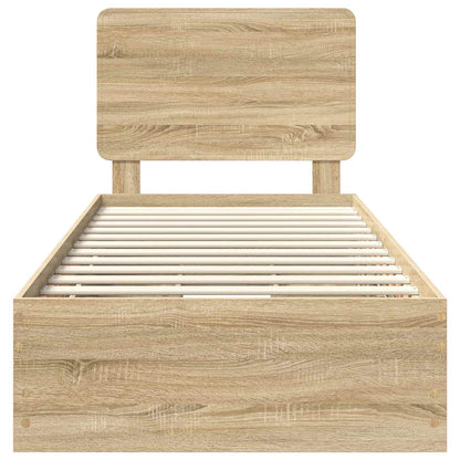 Bed Frame with Drawer Sonoma Oak 75 x 190 cm Engineer Wood