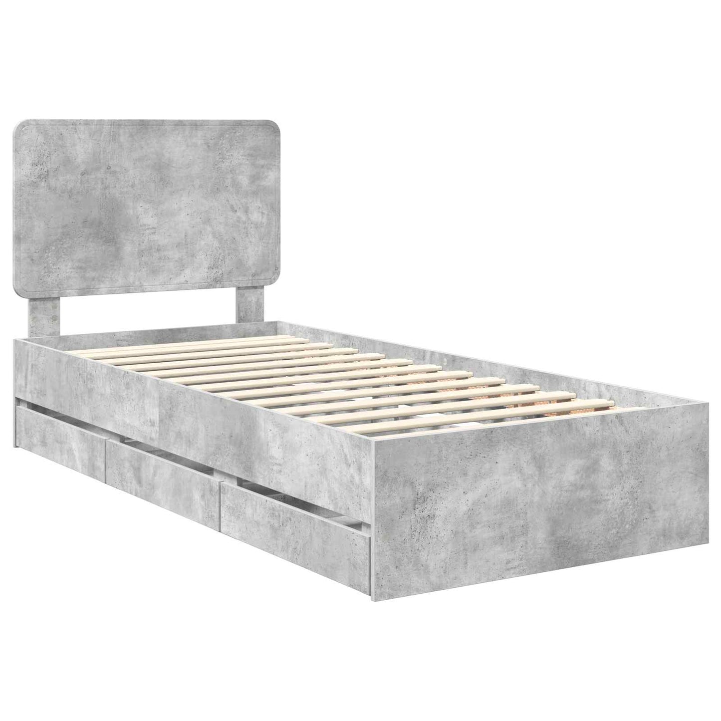 Bed Frame with Drawer Concrete Grey 75 x 190 cm Engineer Wood