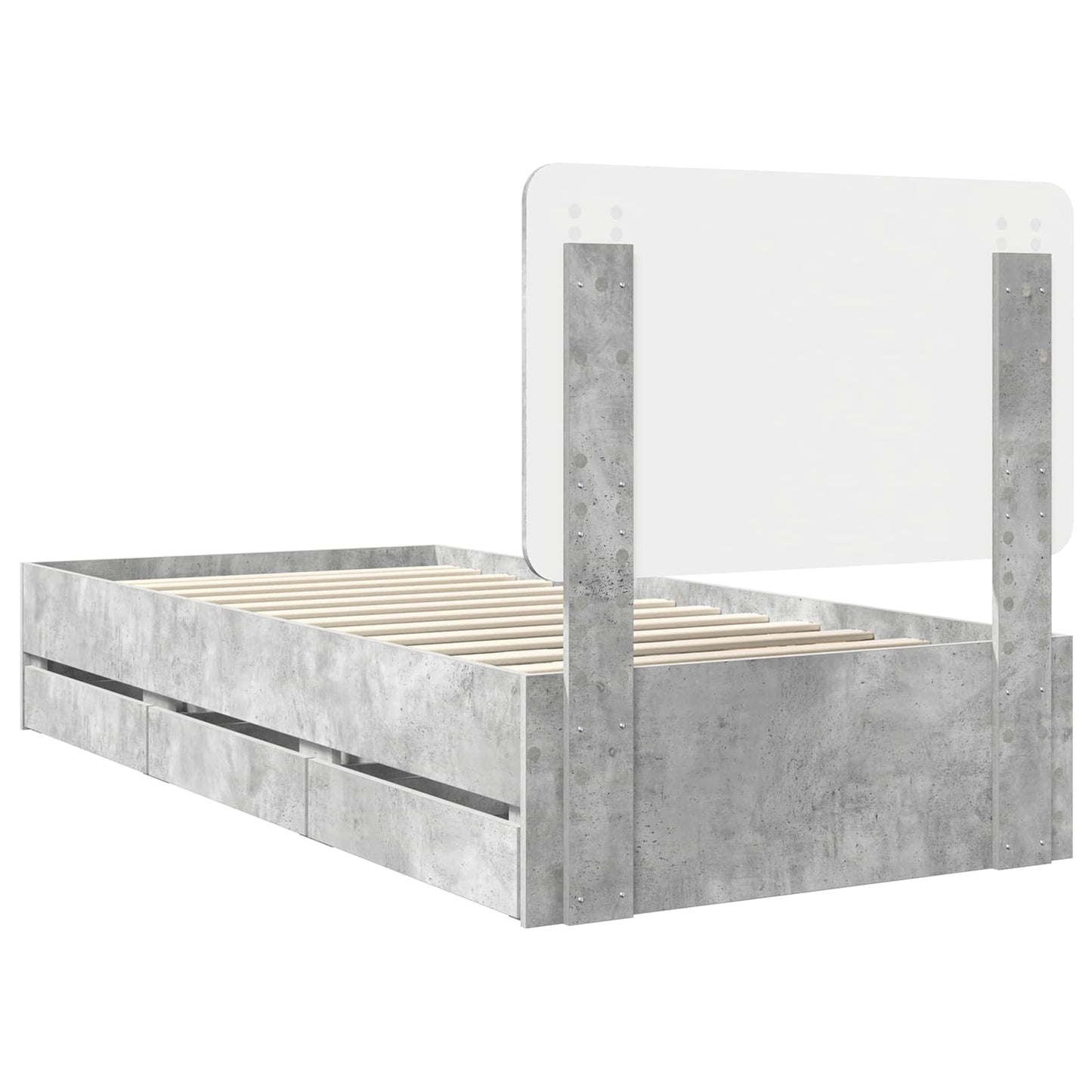 Bed Frame with Drawer Concrete Grey 75 x 190 cm Engineer Wood