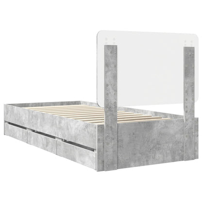 Bed Frame with Drawer Concrete Grey 75 x 190 cm Engineer Wood