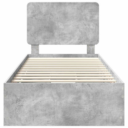 Bed Frame with Drawer Concrete Grey 75 x 190 cm Engineer Wood