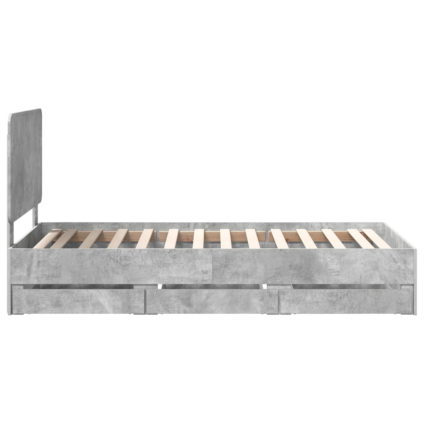 Bed Frame with Drawer Concrete Grey 75 x 190 cm Engineer Wood