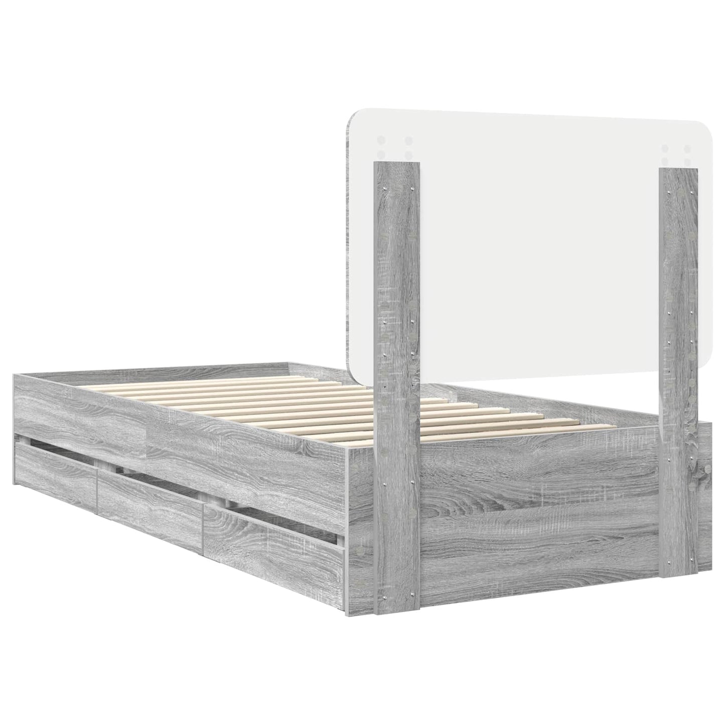 Bed Frame with Drawer Grey Sonoma 75 x 190 cm Engineer Wood