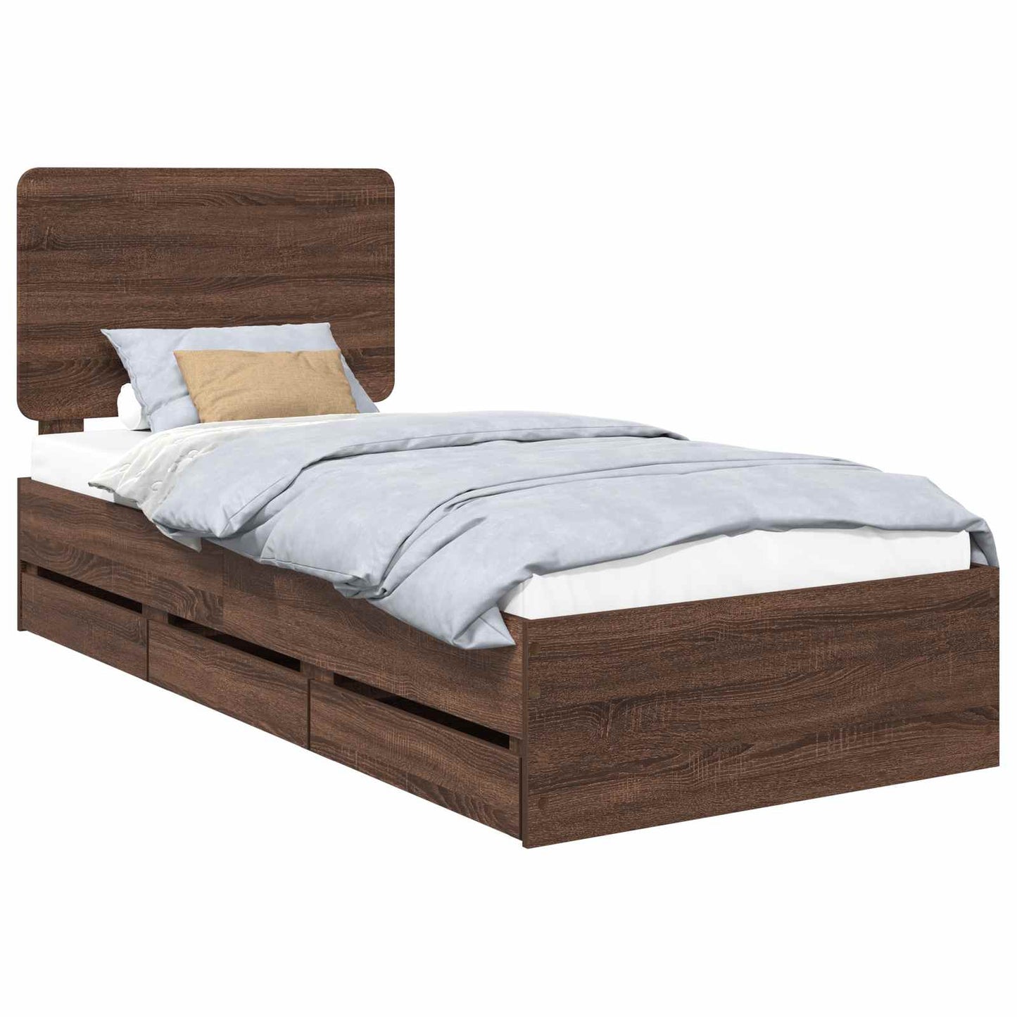 Bed Frame with Drawer Brown Oak 75 x 190 cm Engineer Wood
