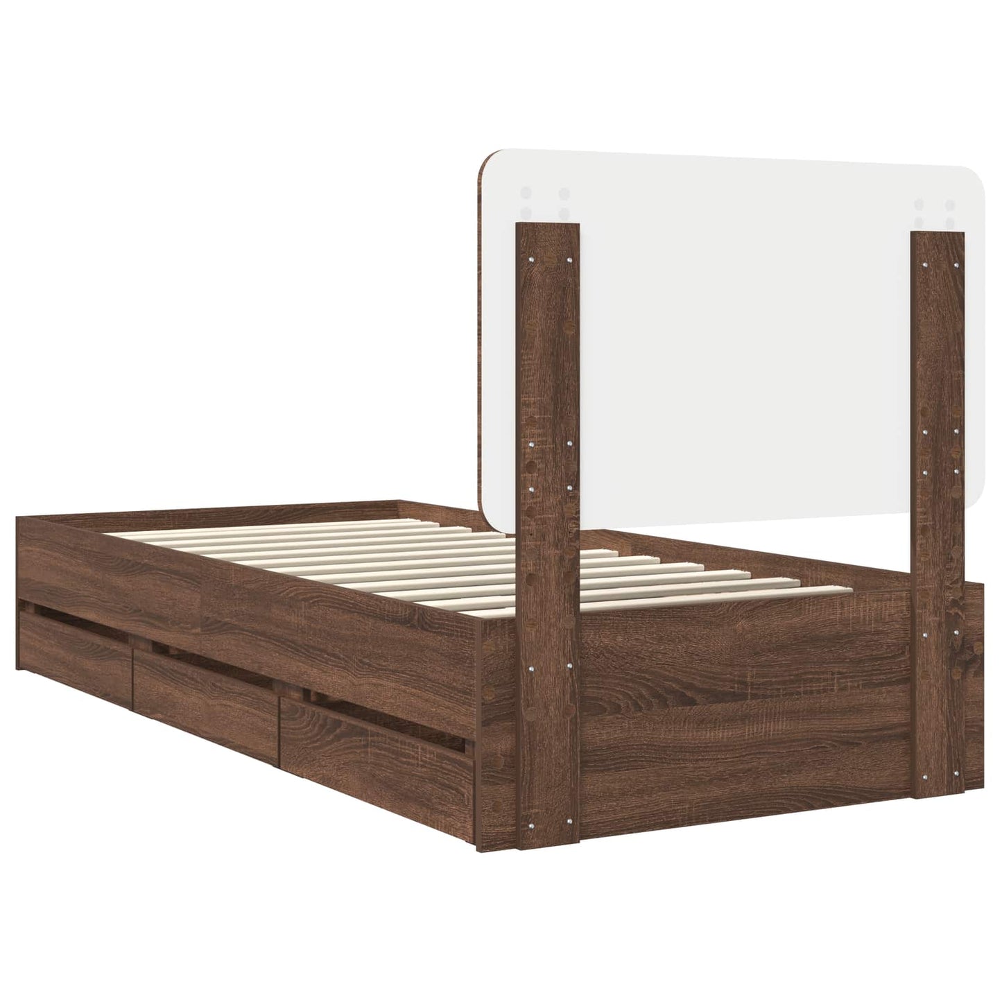 Bed Frame with Drawer Brown Oak 75 x 190 cm Engineer Wood