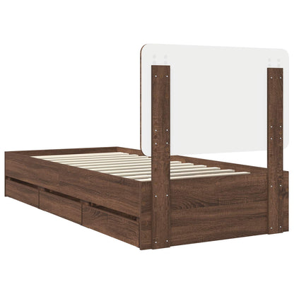 Bed Frame with Drawer Brown Oak 75 x 190 cm Engineer Wood