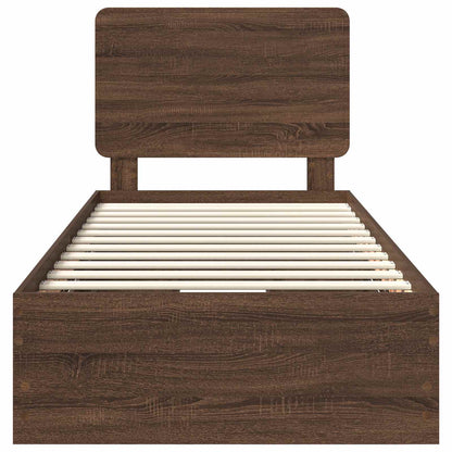 Bed Frame with Drawer Brown Oak 75 x 190 cm Engineer Wood