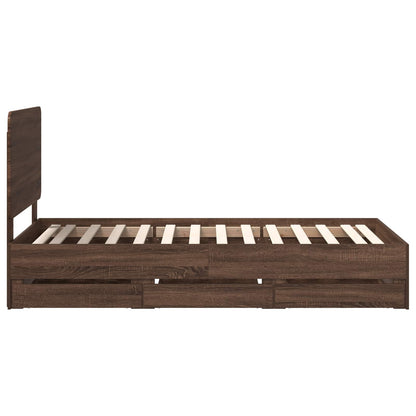 Bed Frame with Drawer Brown Oak 75 x 190 cm Engineer Wood