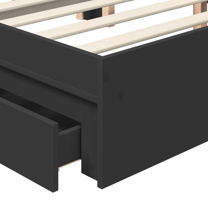 Storage Bed with Headboard Black 200 x 200 cm Engineered Wood