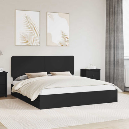 Storage Bed with Headboard Black 200 x 200 cm Engineered Wood