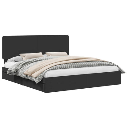 Storage Bed with Headboard Black 200 x 200 cm Engineered Wood
