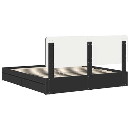 Storage Bed with Headboard Black 200 x 200 cm Engineered Wood
