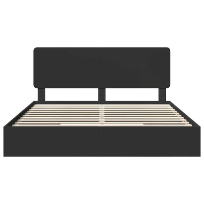 Storage Bed with Headboard Black 200 x 200 cm Engineered Wood