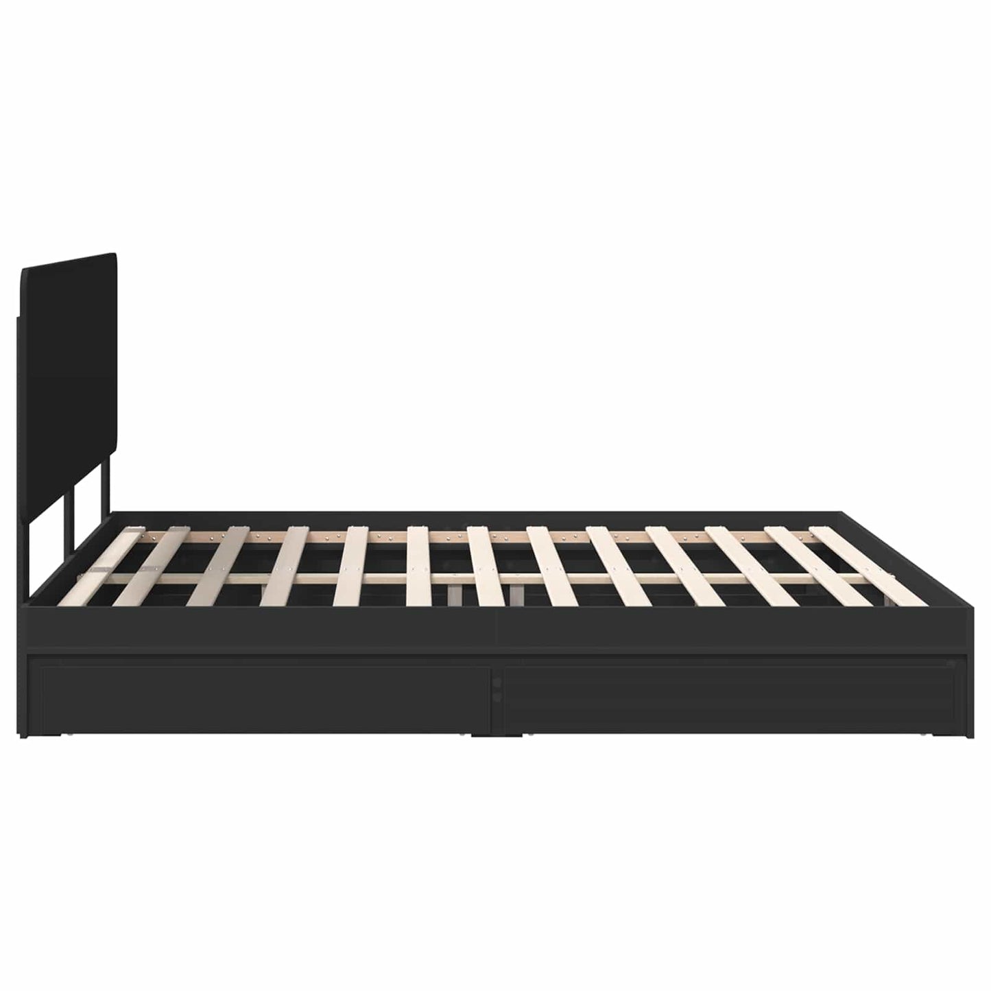 Storage Bed with Headboard Black 200 x 200 cm Engineered Wood