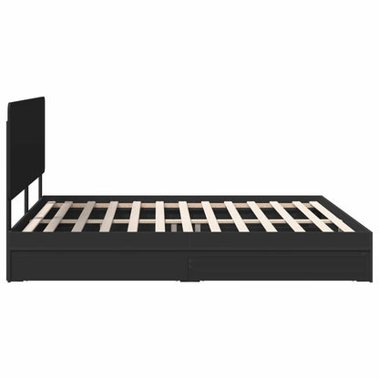 Storage Bed with Headboard Black 200 x 200 cm Engineered Wood