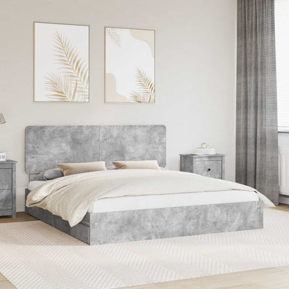 Storage Bed Concrete Grey 200 x 200 cm Engineered Wood
