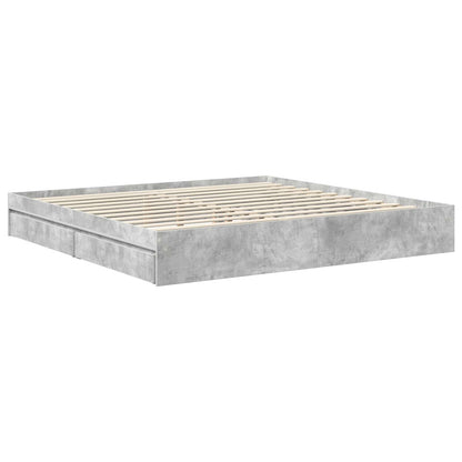 Storage Bed Concrete Grey 200 x 200 cm Engineered Wood