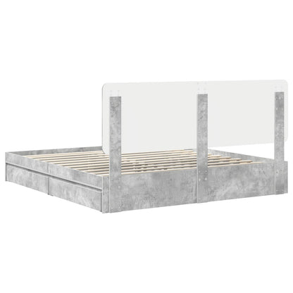 Storage Bed Concrete Grey 200 x 200 cm Engineered Wood